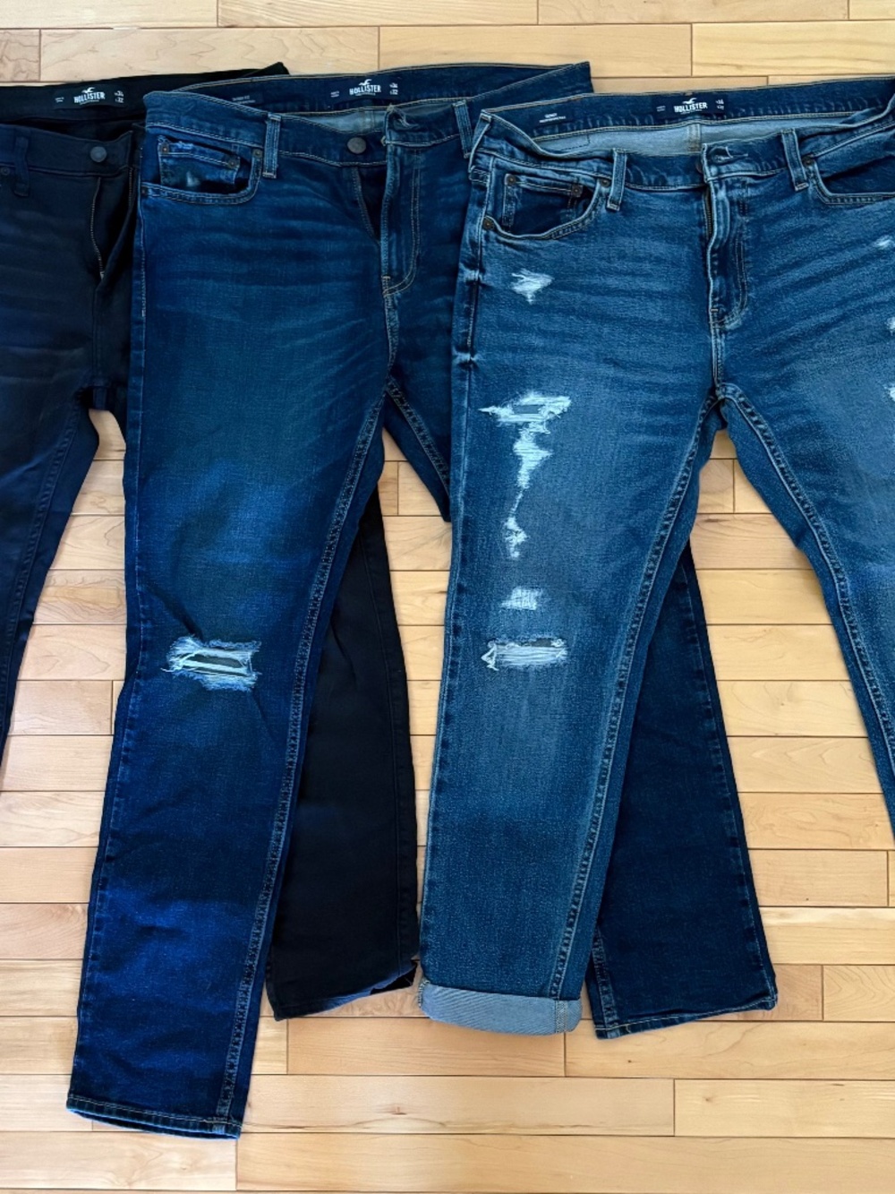 Hollister 3 pack distress skinny jeans 34/32